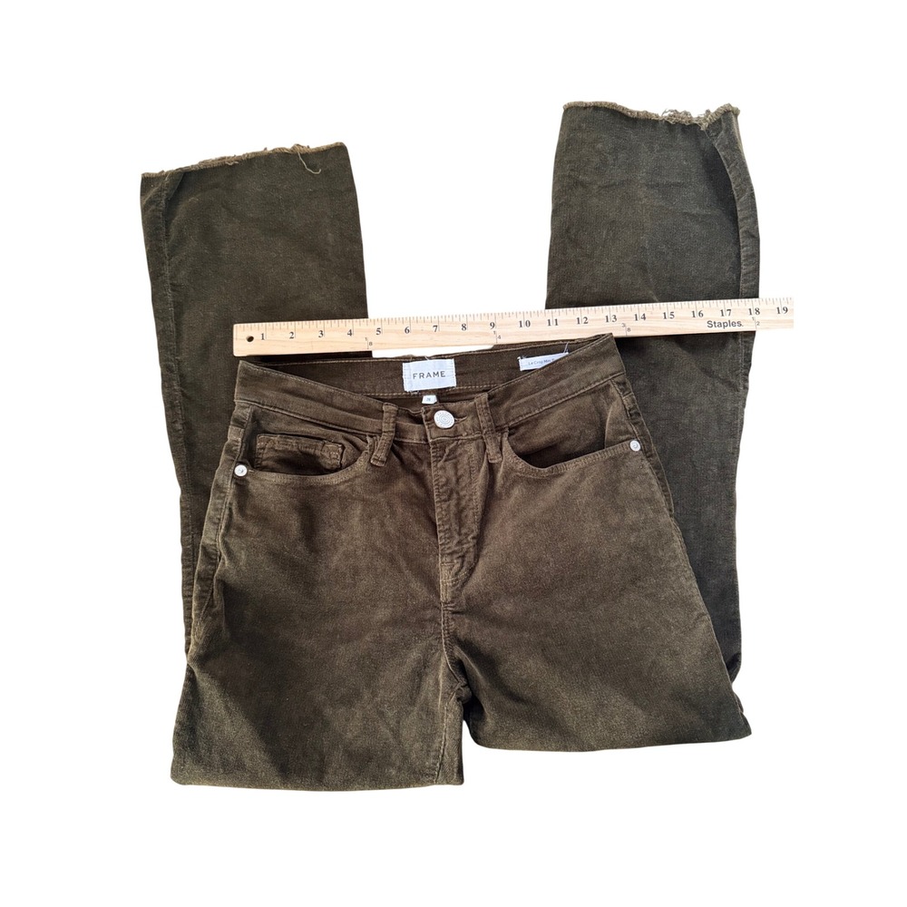 FRAME Le Crop Mini Boot Corduroy Pants Surplus Olive Green Size 26 LCMBRA820